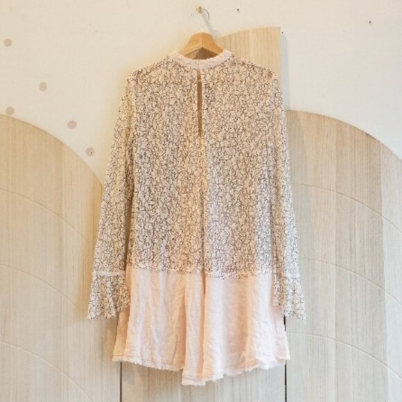 Free People | Pink Boho Cut Out Lace Midi Dress - Picture 2 of 4